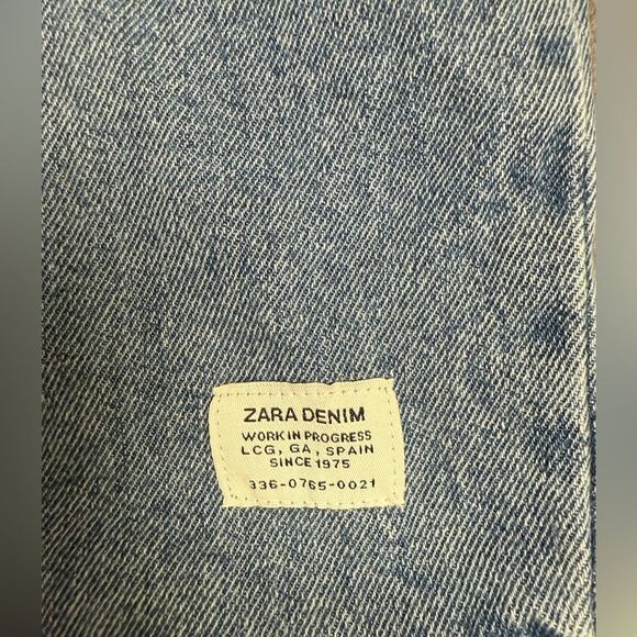 Zara Jacket Women's 9 Blue Denim Medium Wash Cotton Hooded Flap Pockets Full Zip - Picture 2 of 7